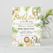 Wild One Jungle Animals Boy Baby Shower Invitation (Standing Front)