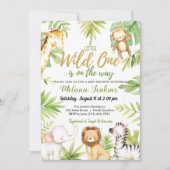 Wild One Jungle Animals Boy Baby Shower Invitation (Front)