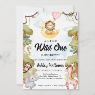 Wild One Jungle Animals Boy Baby Shower Invitation
