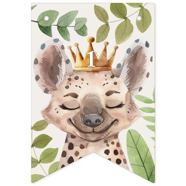 Wild One Jungle Animals Safari 1st Birthday Bunting Flags (Seventh Flag)