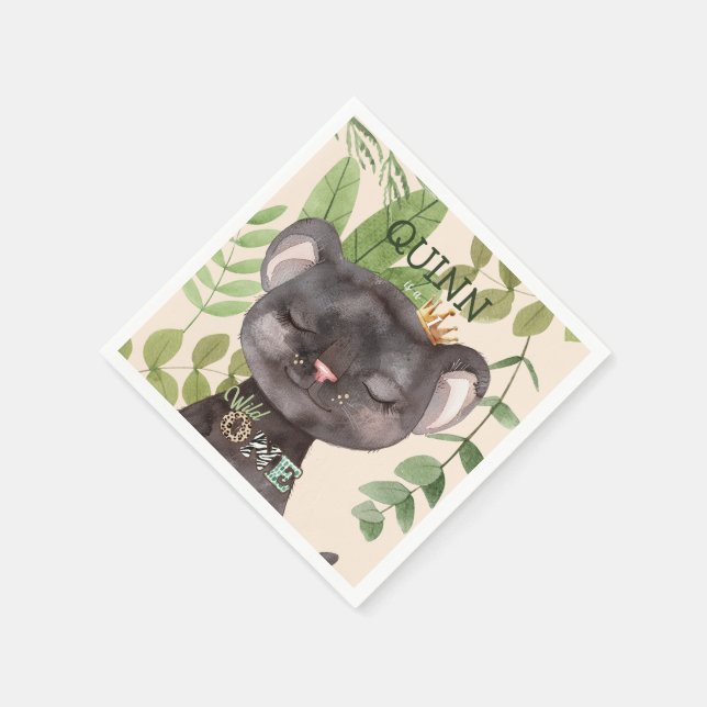 Wild One Jungle Animals Safari 1st Birthday Napkins (Corner)