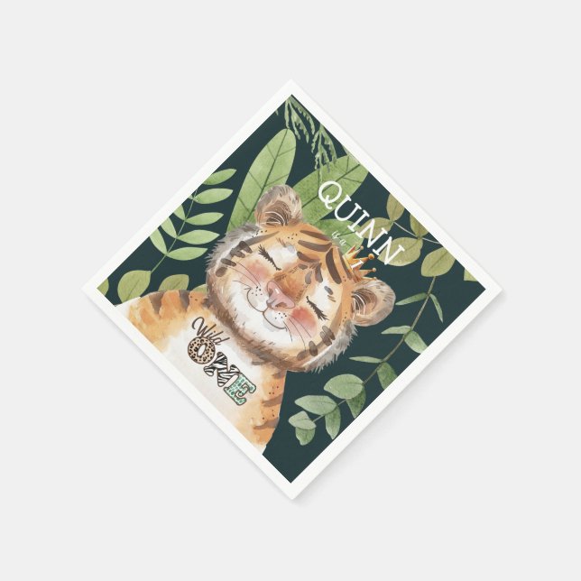 Wild One Jungle Animals Safari 1st Birthday Napkins (Corner)
