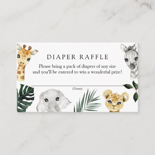 Wild One Jungle Baby Shower Diaper Raffle Enclosure Card