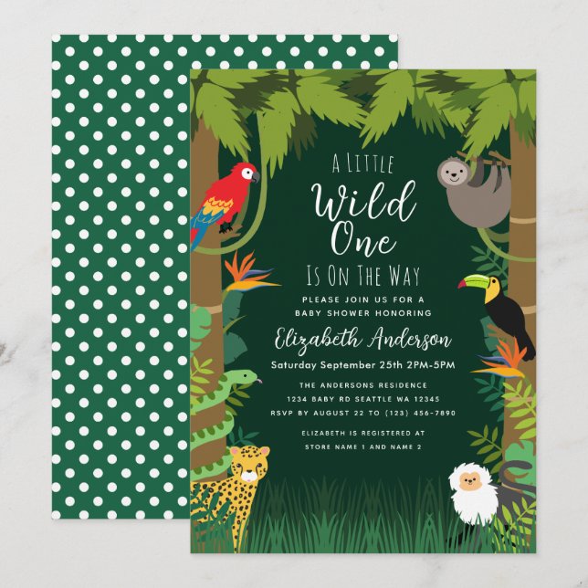 Wild One Jungle Baby Shower Invitation (Front/Back)