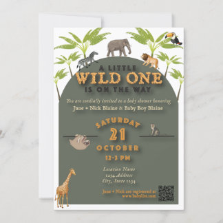 "Wild One" Jungle Baby Shower Invitation (v2)