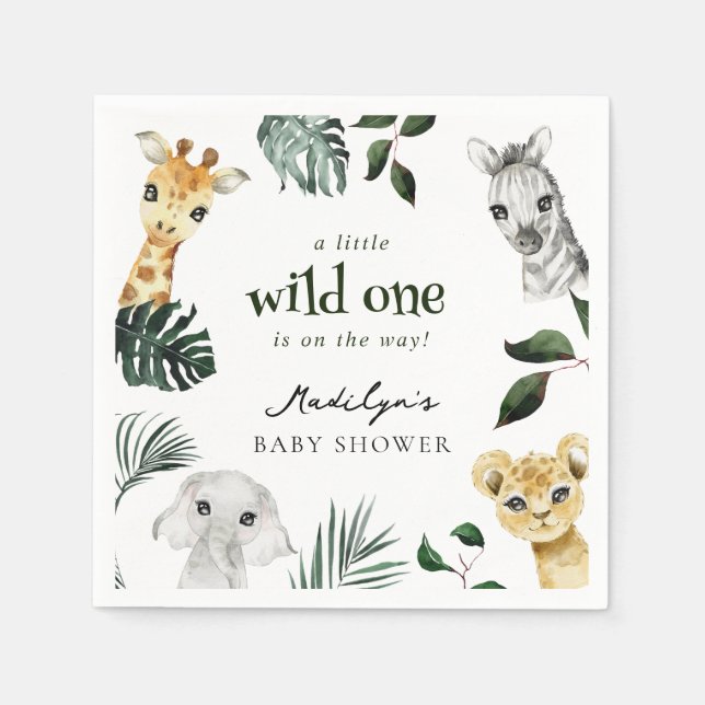 Wild One Jungle Baby Shower Napkins (Front)