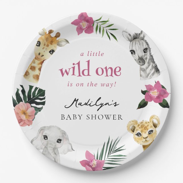 Wild One Jungle Baby Shower Paper Plates (Front)