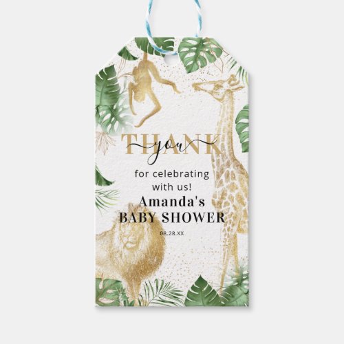 Wild One Jungle Baby Shower Thank You Favor Gift Tags