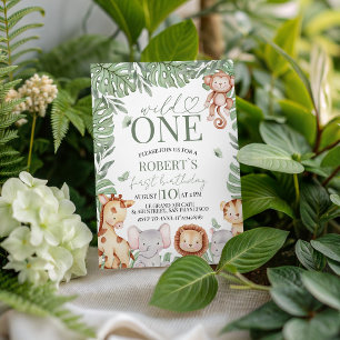 Wild One Jungle Birthday Invite
