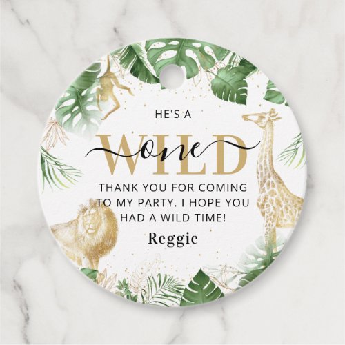 Wild One Jungle Birthday Thank You  Favor Tags