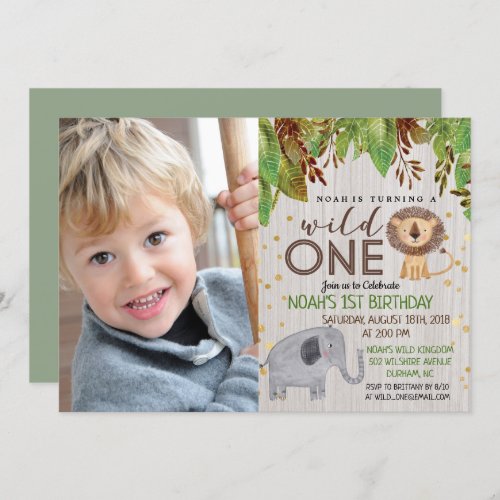 WILD ONE Jungle Boy 1st Birthday Invitation