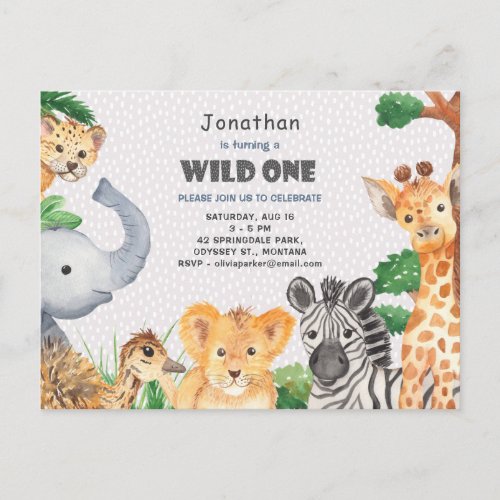 Wild One Jungle Camping Theme 1st Birthday Invite