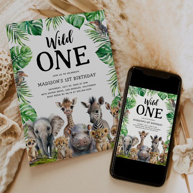 Wild One Jungle First Birthday Invitation (Creator Uploaded)