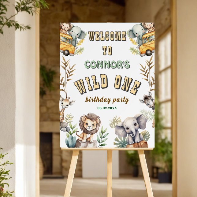 Wild one jungle first birthday party Welcome sign (Creator Uploaded)