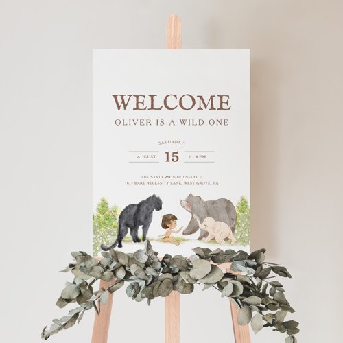 Wild One  Jungle Friends Woodland Party Welcome Foam Board