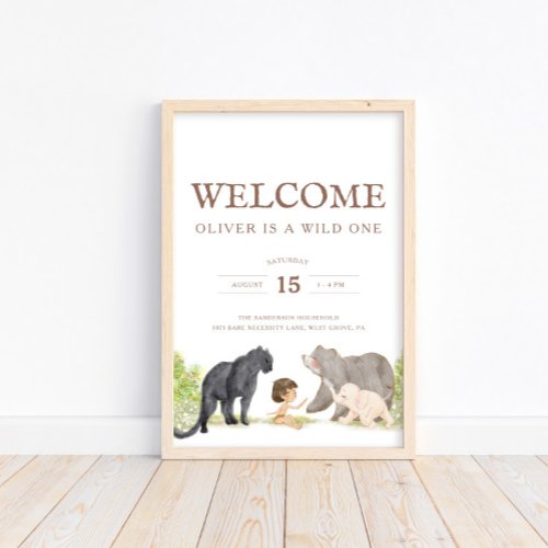 Wild One  Jungle Friends Woodland Party Welcome Poster