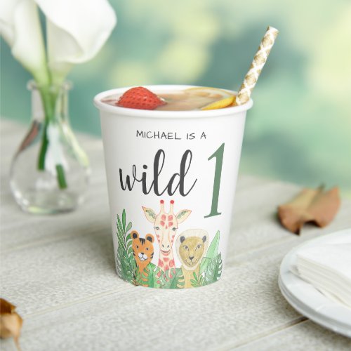 Wild One Jungle Greenery 1st Birthday Party  Paper Cups