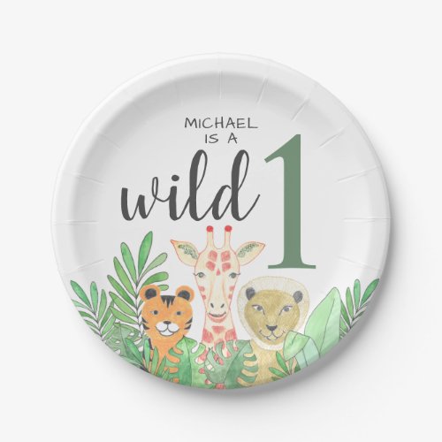 Wild One Jungle Greenery 1st Birthday Party  Paper Plates