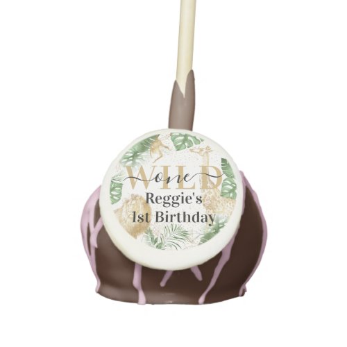 Wild One Jungle Greenery  Gold 1st Birthday Party Cake Pops