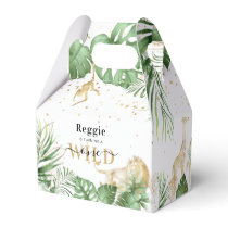 Wild One Jungle Greenery & Gold 1st Birthday Party Favor Boxes