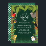 Wild One Jungle Kids Birthday Invitation<br><div class="desc">Celebrate the mother to be with this Cute Wild One Rainforest Kids Birthday design. This design features a rainforest with cute animals You can customize this further by clicking on the "PERSONALIZE" button. Matching Items in our shop for a complete party theme. For further questions please contact us at ThePaperieGarden@gmail.com...</div>