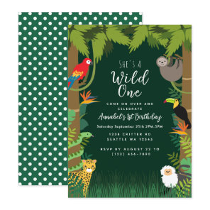 Wild One Jungle Kids Birthday Invitation