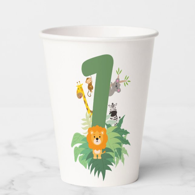 Wild One Jungle Party – 1st Birthday Cups (Front)