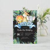 WILD ONE Jungle Party Birthday Invitation card (Standing Front)