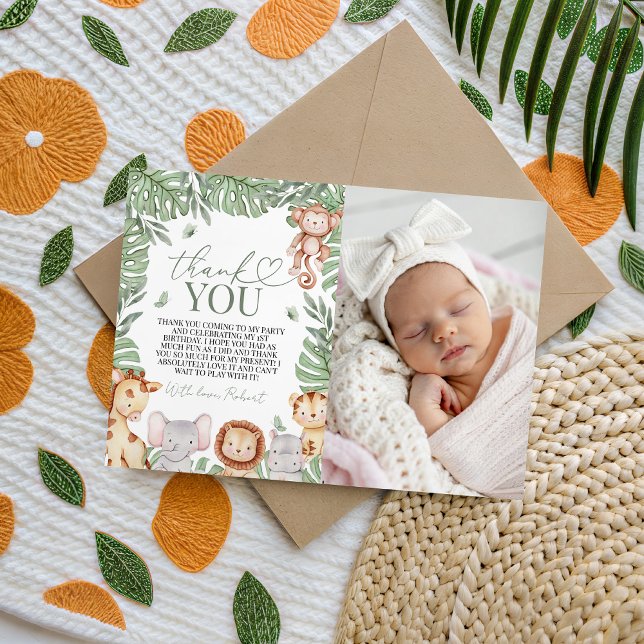 Wild One Jungle Photo Thank You Invitation (Creator Uploaded)