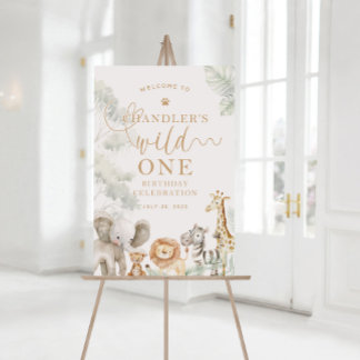 Wild One Jungle Safar Welcome Sign