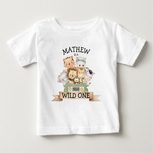 Wild One Jungle Safari 1st Birthday Baby T_Shirt