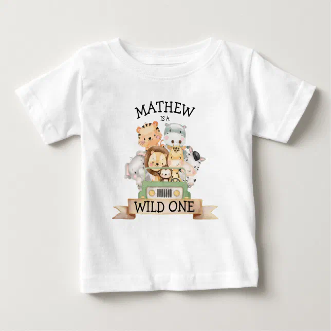 Wild One Jungle Safari 1st Birthday Baby T-Shirt | Zazzle