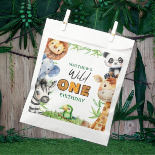 Wild One Jungle Safari 1st birthday Favor Bag