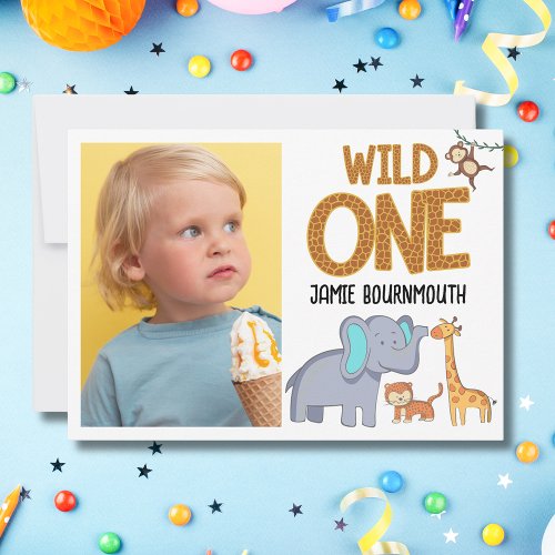 Wild One Jungle Safari 1st Birthday Invitation