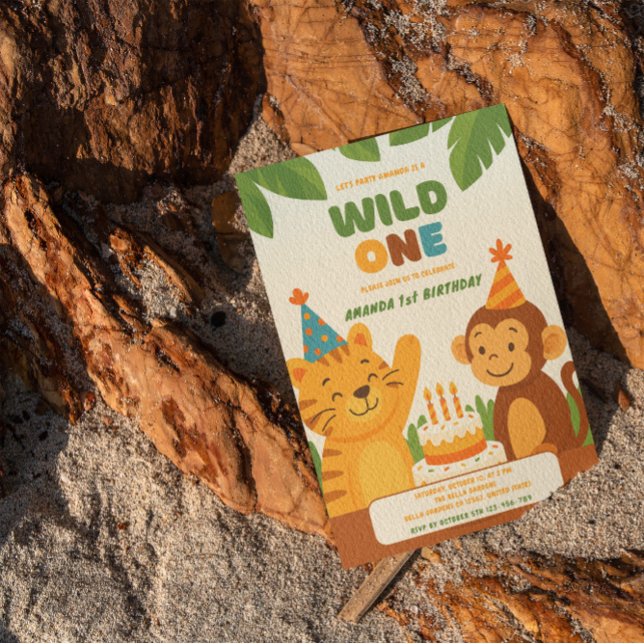 Wild One Jungle Safari 1st Birthday Invitation (Creator Uploaded)