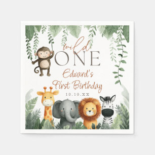 Wild One Jungle Safari 1st Birthday Napkins