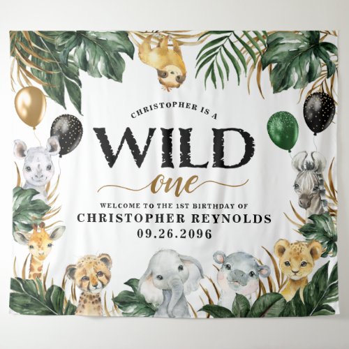 Wild One Jungle Safari 1st Birthday Party Backdrop