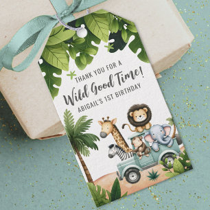Wild One Jungle Safari 1st Birthday Party Gift Tags