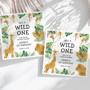 Wild One Jungle Safari 1st Birthday Party Napkins