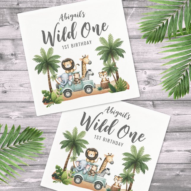 Wild One Jungle Safari 1st Birthday Party Napkins (Wild One Jungle Safari 1st Birthday Party Napkins )