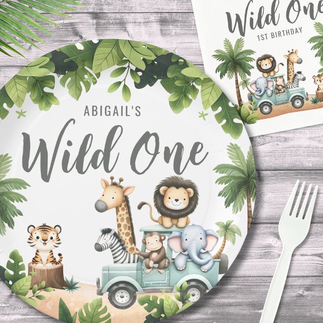 Wild One Jungle Safari 1st Birthday Party Paper Plates (Wild One Jungle Safari 1st Birthday Party Paper Plates)
