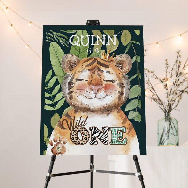 Wild One Jungle Safari 1st Birthday Welcome Sign (In Situ (Stand))