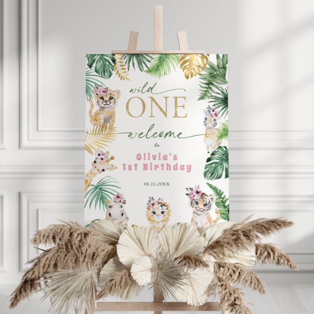 Wild One Jungle Safari Animal 1st Birthday Welcome Foam Board (Creator Uploaded)