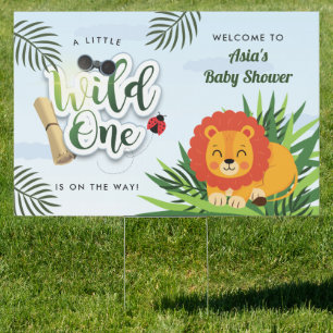 Wild One Jungle Safari Animal Baby Shower Welcome Sign