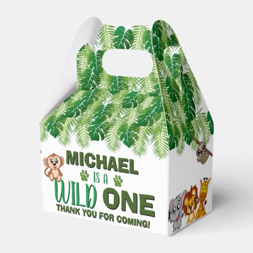 Wild One Jungle Safari Animal Birthday Thank You Favor Boxes