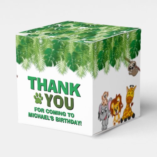 Wild One Jungle Safari Animal Birthday Thank You Favor Boxes