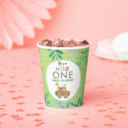 Wild One Jungle Safari Animals 1st Birthday Party Paper Cups