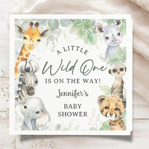 Wild One Jungle Safari Animals Baby Shower Napkins