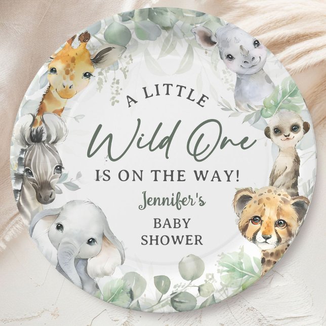Wild One Jungle Safari Animals Baby Shower Paper Plates (Creator Uploaded)