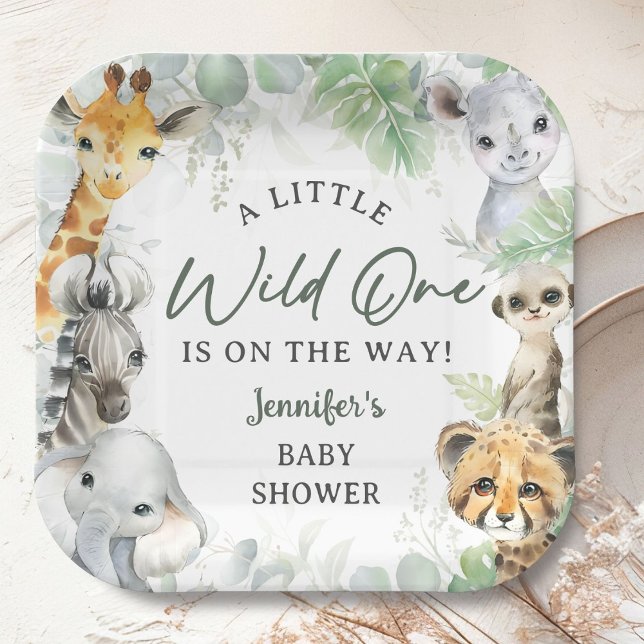 Wild One Jungle Safari Animals Baby Shower Paper Plates (Creator Uploaded)